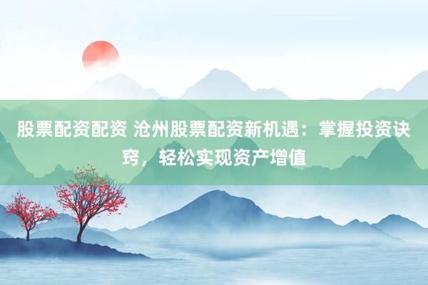 股票配资配资 沧州股票配资新机遇：掌握投资诀窍，轻松实现资产增值